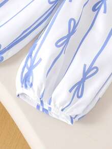 2pcs/Set Toddler Girls Casual Comfortable Tank Top + Pants Set, Lightweight Summer Outfit - Blue - View 6