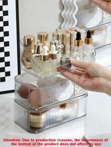 New Makeup Storage Box With Compartments, Multi-Size Transparent PET Material Storage Box, Mirror Cabinet Style Makeup Organizer, Transparent Drawer Desk Cosmetic Storage Box, Stackable Desk Organizer - Clear - View 12