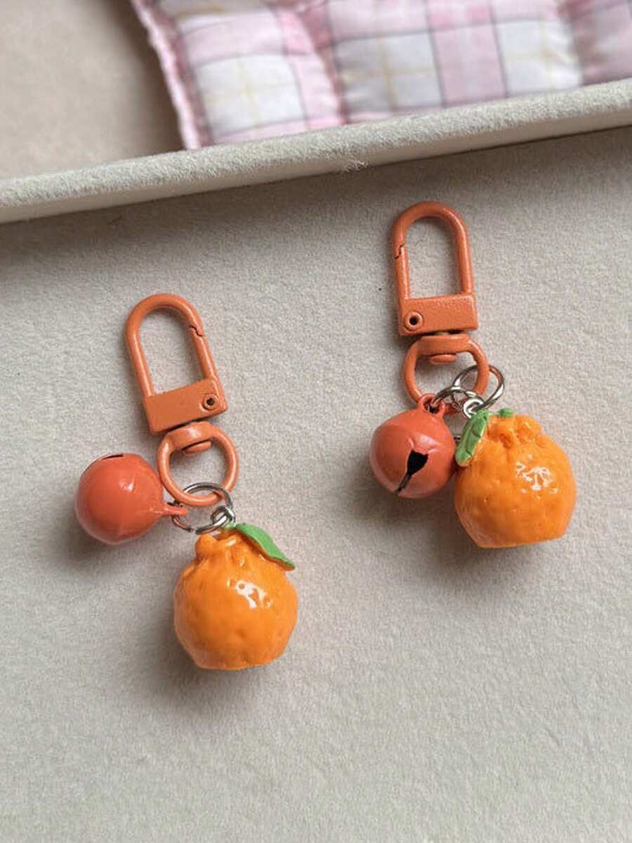 新款可爱橙色钥匙扣吊坠，创意装饰包挂件 - 彩色 - 查看 1