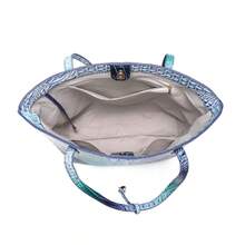 Women's Shoulder Bag European And American Style Crocodile Print Tote Bag Blue Large Capacity Commuter Tote Bag With Coin Purse Blue Crocodile Leather Tote Bag Large-Capacity Mother-In-Law Bag Fashionable And Versatile Handbag - 彩藍+藍 - 查看 11