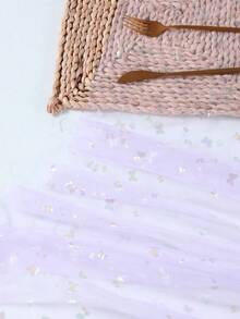 1Pc Purple Butterfly Organza Table Runner,Laser Butterfly Table Cover,75*180cm Mesh Gauze Silvery Stamping Butterfly Tablecloth,Butterfly Theme Birthday Party Supplies,Butterfly Party Decorations,Gender Reveal Party Decor,Wedding Accessories,Bridal Shower Favors,Babyshower Decorations,Engagement Banquet Decor,Kitchen Decor,Spring Decorations - Purple Butterfly - View 6