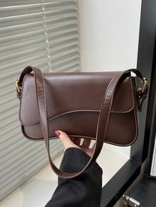 Solid Color PU Stylish And Versatile New Underarm Bag, Children's Single-Shoulder Bag, Versatile And Fashionable Bag. This Multi-Functional Single-Shoulder Bag Is Suitable For School And Daily Use, And Is Ideal For Students, Commuting, Outdoor Activities, Travel, Excursions, Holidays, And Parties. It Is Also An Ideal Gift For Friends, Fashion Party Enthusiasts, And Teachers. This Exquisite Bag Is Suitable For Girls, Parties, Music Festivals, Students, And Working Professionals, Making It A Perfect Gift. - 酒紅色 - 查看 8
