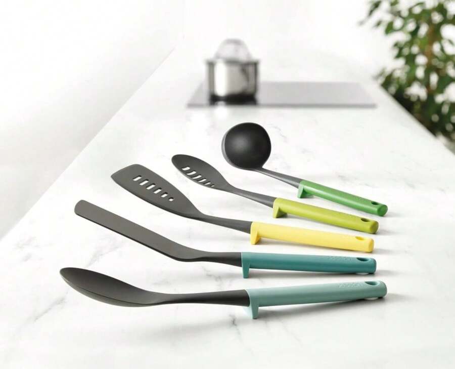 Joseph Joseph Duo 3-Piece Utensil Set With Integrated Tool Rests: Scratch-Free Use On Non-Stick Cookware, Includes Solid &Amp; Slotted Spoons And Turner, Heat-Resistant - MàuB - Xem 1