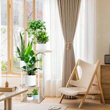 6 Tier Wood Tall Plant Stand Metal Rack Indoor, Multiple Flower Pot Holder Shelves Corner Rack, Planter Shelf Display Rack Storage Organizer Patio Living Room Balcony GardenWhite Oak - 五層白橡木 - 查看 6