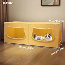 2-Tier Enclosed Cat Cage With Tunnel, Versatile Cat Bed For All Seasons, Provides Sense Of Security For Cats - Multicolor - View 5