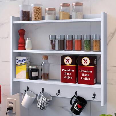 Porta Temperos Suporte Condimentos Cozinha Potes Organizador Saleiro Pimenteiro Amelia - Branco