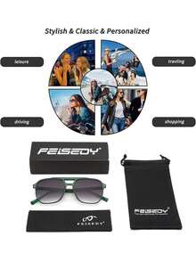 cuadrado gafas de sol para mujeres hombres vintage de moda marco de lentes de sol - 022 Montura verde transparente / lentes gris degradado - Ver 11
