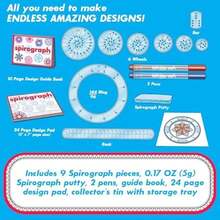 Juego de diseño de espirografía, kit de arte en espiral con kit de diseño clásico en una lata de coleccionista para niños a partir de 8 años - 1 Pack (Tin Set)-Spirograph Set de diseño de lata - Ver 4