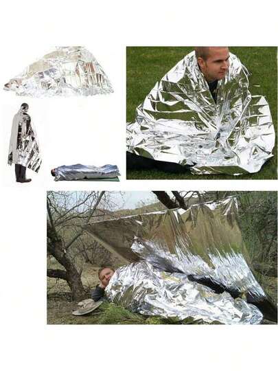 1/10pcs 52" X 82" Emergency Thermal Blanket, Survival Camping Blanket, Foil Blanket, Individually Packaged, Suitable For Marathon, Outdoor Travel, Hiking