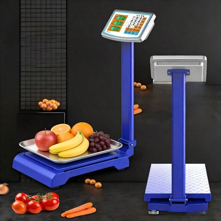 Báscula de suelo digital electrónica, báscula de pesaje, báscula de suelo industrial/de cocina/alimentos/mariscos, capacidad de carga máxima 300 kg - Azul - Ver 1
