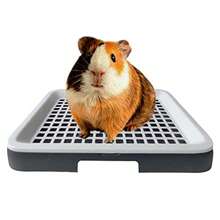 Guinea Pig Litter Tray Pan With Grate For Cage - Small Animal Potty Trainer - Rattie Chinchilla And Pet Litter Box - Easy-Clean Space-Saving Design - 9.8x7.6x1.18 In - Đen Trắng - Xem 1