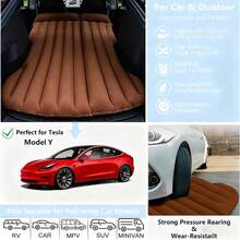 Upgraded Inflatable Mattress For Tesla SUV, High Elasticity Leakproof Car Sleeping Pad With Zoned Support, Ergonomic Rear Seat & Trunk Camping Bed, Ideal For Travel & Outdoor Trips, Must-Have Tesla Accessory - 棕色 - 查看 3