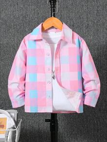 Áo sơ mi dài tay kẻ caro thời trang cho bé trai, áo cổ bẻ nhẹ nhàng, kiểu dáng thường ngày, thích hợp cho mùa xuân thu. - Hồng - Xem 1