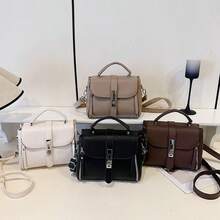 Multineos Comercial Large Women's Crossbody Shoulder Bag With Side Strap, Made Of PU Leather - Black - View 2