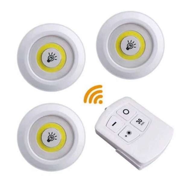 Luminária Kit 3 Lâmpada Led Spot Sem Fio Controle Remoto Lâmpada Led Sem Fio