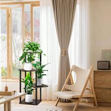 6 Tier Wood Tall Plant Stand Metal Rack Indoor, Multiple Flower Pot Holder Shelves Corner Rack, Planter Shelf Display Rack Storage Organizer Patio Living Room Balcony GardenWhite Oak - 四層,黑橡木 - 查看 6