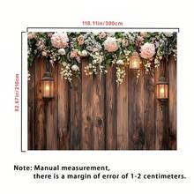 1pc Rustic Floral Wood Grain Wall Backdrop Banner, Wood Grain & Pink Flower Theme, Multiple Sizes Available, Polyester Material, Party Photography Background Decor, Suitable For Wedding, Birthday, Themed Party, Home, Garden Decoration, No Electricity Required - Multicolor - View 6