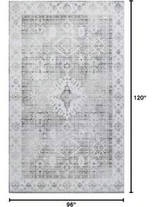 8x10 Washable Area Rug For Living Room, Grey Rug With Non Slip Backing, Low Pile Carpet For Bedroom, Dining Room,  Grey Rug (8'x10') - 藍黃 - 查看 11