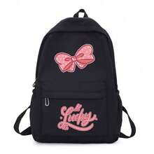 Rosa fluga Lucky New-ryggsäck - Högkvalitativ laptopväska med stor kapacitet och kartongdesign, polyester för högskolestudenter, resor och daglig pendling, reseryggsäck | Modern ryggsäck | Dragkedja med stor kapacitet och flerskiktspennfodral, skolmaterial