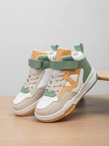 1 par de zapatillas deportivas de caña alta para niños, zapatos casuales para correr en interiores/exteriores, ligeros, transpirables y cómodos, estilo estudiantil para niños & niñas - Albaricoque - Ver 11