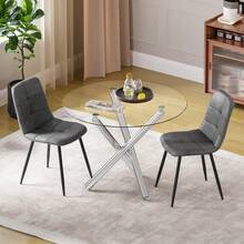 Dining Table And Chairs Set Of 4, Round Dining Table With Performance Fabric Chairs For Dining Room,Kitchen,Living Room - Electroplated Twisted Legs + 2 Gray PU Chairs - View 11