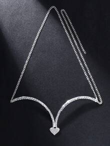 1pc Silver Metal Heart-Shaped Chest Clip, Women's Valentine's Day Party Accessory, Intimate Apparel Decoration, Unique Women's Accessory