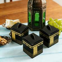 10个装黑色金箔朝觐糖果盒，斋月朝圣礼盒，开斋节纸质糖果盒，适合作为斋月节礼物，斋月朝圣礼盒 - 多色 - 查看 1