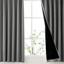 1 Grade Blackout Curtains Set Of 2, 99.9% Light Blocking, High-Density Fabric With Black Lining, Thermal Insulated, UV Blocking, Privacy Curtains, Machine Washable - Dark Grey - View 12