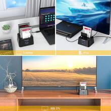 Station d'accueil pour disque dur à deux baies avec fonction de clonage hors ligne, convertisseur USB 3.0 et Type-C vers SATA pour disque dur/SSD de 2,5/3,5 pouces, compatible UASP et jusqu'à 2x16 To, comprend un adaptateur secteur 12 V/3 A - Prise de type UE C (220-240 V) - Voir 7