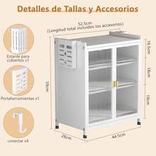 mhjMueble para Trastes de Cocina Organizador de Trastes de 3 Niveles con Puerta Estante de Microondas Gabinete para Cocina 59x45x28 CM BlancoSleeping Bags