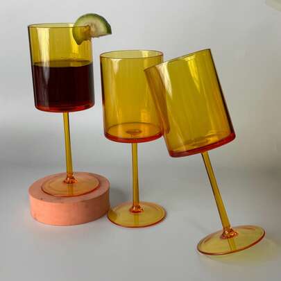 1/2/8/12/24 szt. Bursztynowe plastikowe kieliszki do wina, kolorowe, eleganckie kwadratowe kieliszki do czerwonego wina, przezroczyste kieliszki do wina, odpowiednie na imprezy, wesela, kolacje i święta Bożego Narodzenia