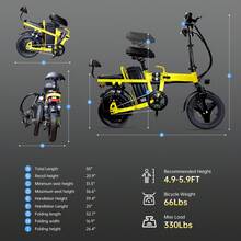 Fashion Colorful Folding 500W Electric Bike E Bike A9 With 48V Battery For Adults - Màu vàng - Xem 6