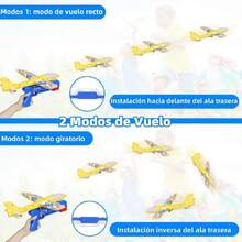 Aviones de Juguete para Niño, 3Pzs Juguetes Lanzadores de Aviones de 2 Modos, 4 en 1 DIY Avión de Juguete de Espuma con LED, Juguetes Exterior para niño, Regalo para Niño de 3 años+,37642734 - Multicolor - Ver 6