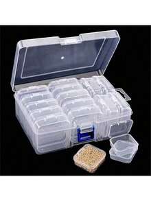 1 Set Clear Plastic Square Jewelry Storage Box With 1 Outer Box + 14 X 5.5cm Inner Boxes Used For Packaging, Organizing And Storing Fishing Tackle, Beads, Jewelry, Nail Accessories, Rhinestones & Hardware - 5.5cm - View 9