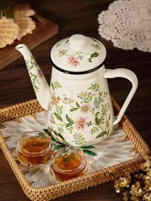 1个搪瓷咖啡壶（带花卉图案）、糖罐、茶壶、水壶、零食罐、水果罐、调味罐 - 花卉 - 查看 6