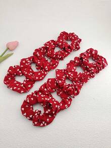 1/2/5/10pcs Elegant Heart-Shaped Polyester Hair Ties, Suitable For Valentine's Day Wear ,Scrunchy Hair Ties - Multicolor - View 7