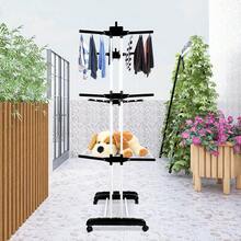 Clothes Drying Rack On Legs, Extendable, 3 Levels, Foldable Clothes Dryer, For Indoor/Outdoor Use, 75-142.5 X 64 X 170 Cm - Đen và trắng - Xem 3