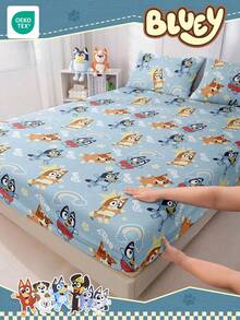 Bluey Ga trải giường in hình hoạt hình , Bộ đồ giường , Tấm bảo vệ nệm, Ga phủ giường, Ga trải giường vừa vặn, Vải dệt gia dụng thoải mái, Ga trải giường  tông màu mát mẻ, Tấm bảo vệ nệm thoáng khí chống xù lông, Mềm mại và thân thiện với da, Họa tiết cầu vồng , Ga phủ giường họa tiết hoạt hình, Bộ đồ giường cỡ Queen và King - Màu xanh nhạt - Xem 10