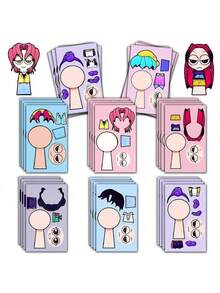 1 Set (8 Sheets) K-Pop Fantasy Magical Girl Anime Rhythm Box Dress-Up Sticker Book - Reusable Children's Educational Toy | Creative Game And Focus Training! New Year Gift, Valentine's Day Gift, Easter Gift! (Random Style) - Multicolor - View 7