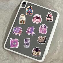 50pcs Vintage Witch, Wizard, Book, Potion Themed Stickers, Purple Color, Suitable For Water Bottles, Laptops, Guitars, Skateboards, Phones, Etc. Scrapbook Supplies Scrapbook Stationery - Violet Purple - View 4