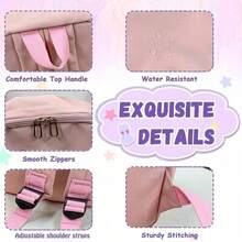 粉色蝴蝶结幸运新背包 - 高品质大容量笔记本电脑包，纸板设计，涤纶材质，适合大学生、旅行和日常通勤，旅行背包 | 时尚背包 | 拉链封口，大容量多层铅笔盒，返校用品，学习必备书包