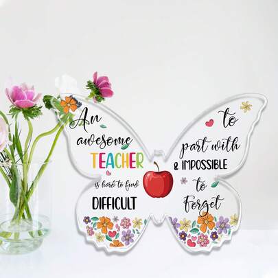 1pc, Celebrate Christmas, Thanksgiving, Valentine's Day, Mother's Day With Our Acrylic Butterfly Desktop Ornament - A Perfect Gift For An Awesome Teacher!