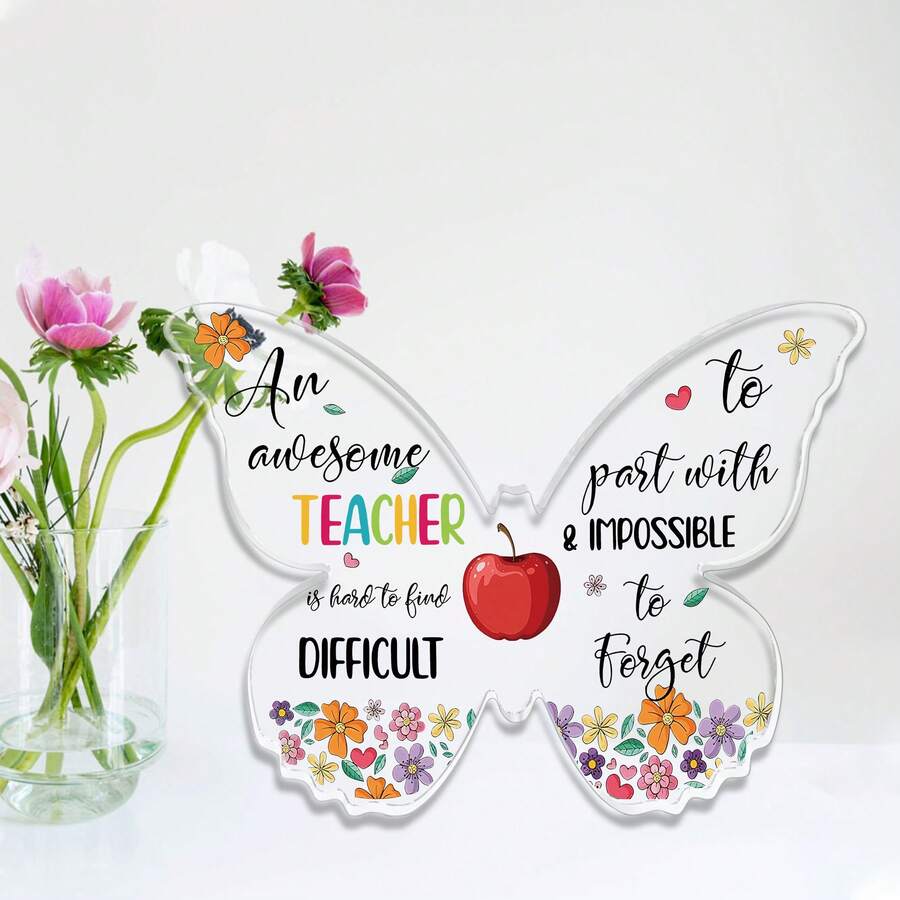 1pc, Celebrate Christmas, Thanksgiving, Valentine's Day, Mother's Day With Our Acrylic Butterfly Desktop Ornament - A Perfect Gift For An Awesome Teacher! - Clear - View 1