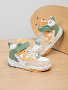 1 par de zapatillas deportivas de caña alta para niños, zapatos casuales para correr en interiores/exteriores, ligeros, transpirables y cómodos, estilo estudiantil para niños & niñas - Albaricoque - Ver 7
