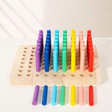 Wooden Colorful Socket Montessori Sensory Integration Teaching Tool Color Cognitive Splicing Sensory Integration Insertion Stick Puzzle Early Education Toy Wooden Children's Early Education Home Kindergarten Puzzle Toy Insertion Stick Montessori Sensory Building Blocks Insertion Stick Color Classification Teaching Tool Children's Montessori Early Education Rainbow Stick Sensory Training Teaching Tool Exercise Hands Fine Color Cognitive Wooden Toys Strong And Durable Holiday Gifts - Multicolor - View 5