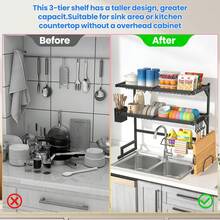 Haboqo The Sink Dish Drying Rack - 2 Tier Large Capacity Stainless Steel Drainer With Cutlery & Utensil Holders, Kitchen Storage & Organization,Dishes Rack Kitchen Storage Organizer Space Saving Metal Drying Rack For Kitchen And Family Use - 黑色 - 查看 2