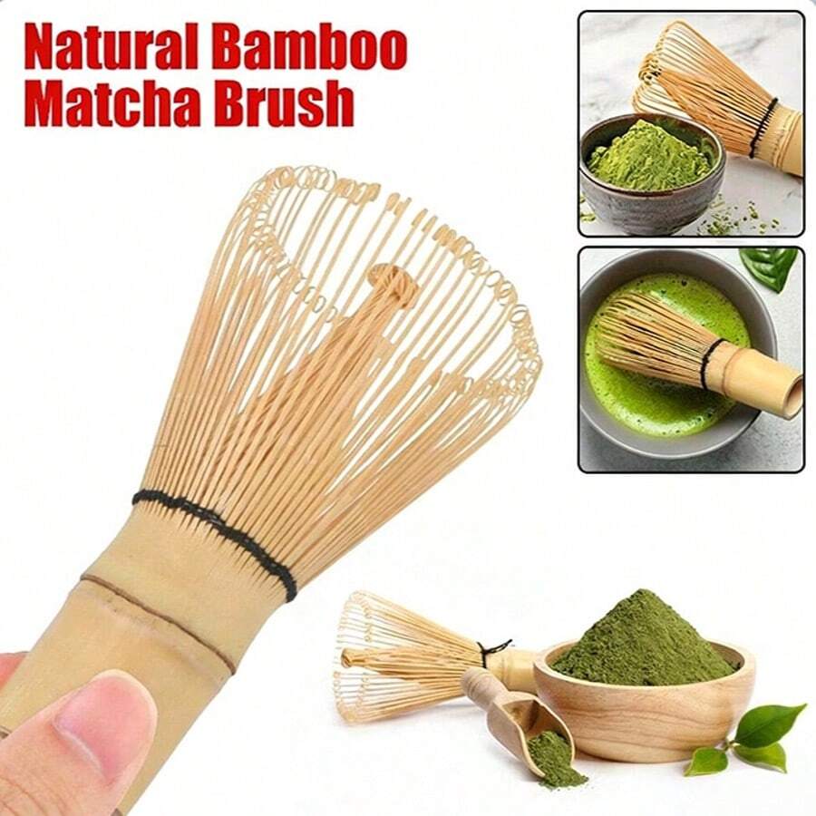 1pc Matcha Powder Whisk, Bamboo Tea Brush, Green Tea Stirring Stick, Essential For Home And Back To School - Yellow - View 1