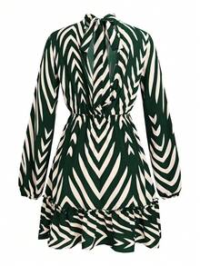 SUNSTORY Women's Elegant Casual Striped Dress, Waist-Length Sleeves, Suitable For Vacation, Beach, Casual Party, Travel, Home Wear, Y2K Style Spring Dress - Green - View 5