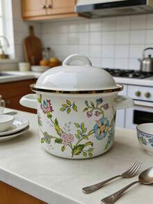 1pc Multi-Color Enamel Ceramic Pot, Soup Pot, Frying Pan, Stew Pot, Noodle Pot, Hot Pot, Seasoning Jar With Lid, Tea Canister, Large Storage Jar, Tea Jar, Cereal & Nut Jar, Oil Jar, Enamel Stew Pot With Lid, Steamer Bowl, Soup Bowl, Ramen Bowl, Lard Bowl, Condiment Cup