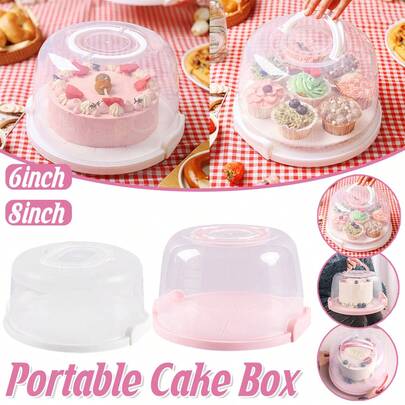 Aimall Plastic Portable Cake Box, Reusable Cupcake Packaging Box, 4-Inch Transparent Double-Layer Birthday Packaging Wholesale.